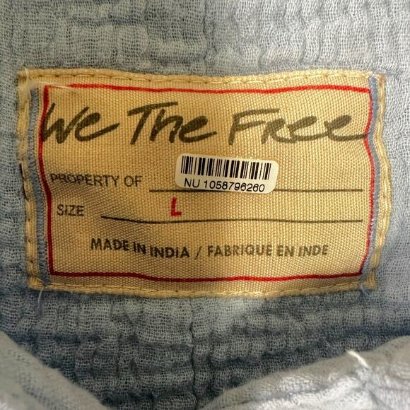 Free People We The Free Cardiff Top in Blue Bell Oversized Large Gauze Cotton - Picture 9 of 11